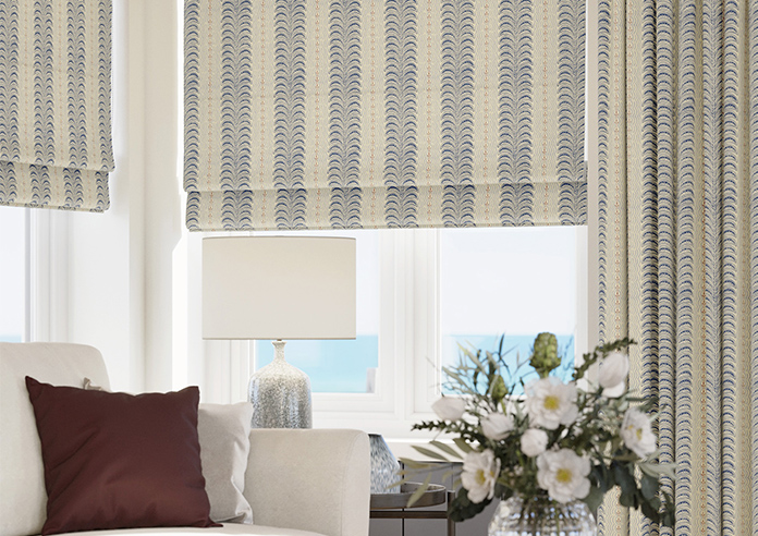 Land & Shore Fintra Stripe, Blue Red - Twist&Fit Roman Blind - Image 5
